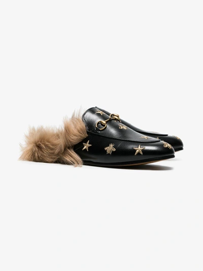 Shop Gucci Princetown Embroidered Leather Mules In Black