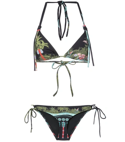 Shop Le Sirenuse Anita Print Bikini In Black