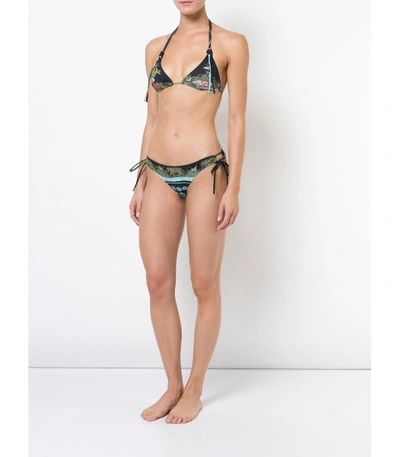 Shop Le Sirenuse Anita Print Bikini In Black