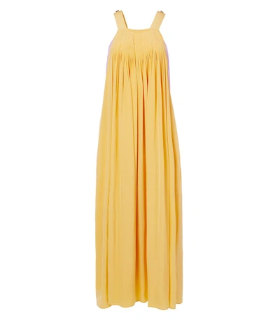 Shop Tibi Arielle Silk Overall Pleated Dress In Apricot