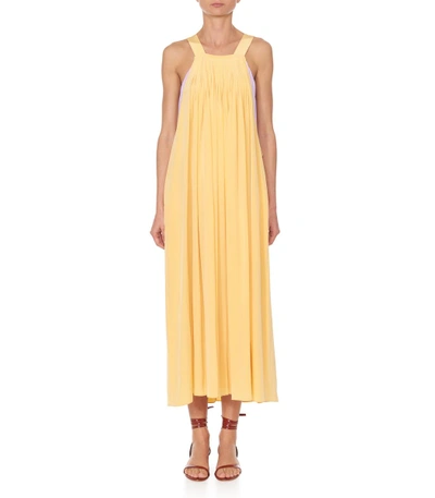 Shop Tibi Arielle Silk Overall Pleated Dress In Apricot