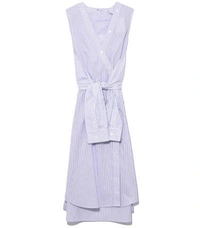 Shop Alexander Wang T Striped Shirting Tie Front Midi Dress In Multi Stripe