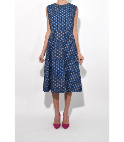Shop Marni Sleeveless Dress In Ink Print In Blue