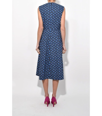 Shop Marni Sleeveless Dress In Ink Print In Blue
