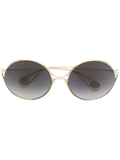 Shop Gucci Eyewear Round Tinted Sunglasses - Metallic