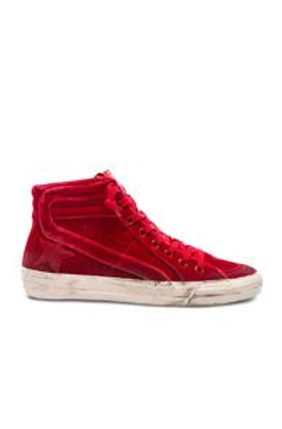 Shop Golden Goose Velvet Slide Sneakers In Red