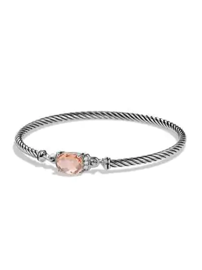 Shop David Yurman Petite Wheaton Bracelet With Diamonds In Morganite