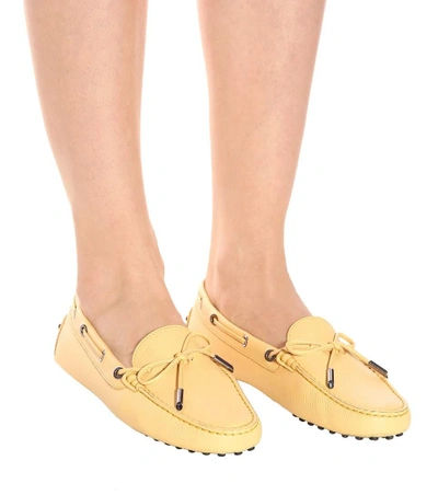 Shop Tod's Gommino Leather Loafers In Yellow