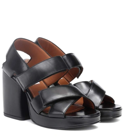 Shop Kenzo Aori Leather Sandals In Black