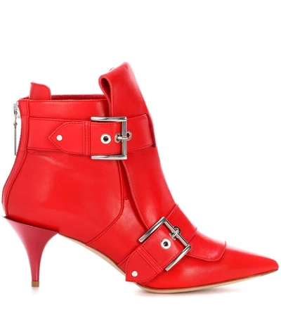 Shop Alexander Mcqueen Leather Ankle Boots In Red