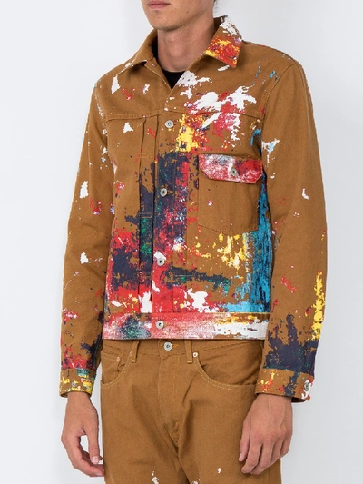 Junya Watanabe Levi's Slim-fit Paint-splattered Cotton-canvas Trucker Jacket  In Tan | ModeSens