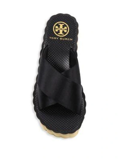 Shop Tory Burch Scallop Wedge Flip Flops In Perfect Navy