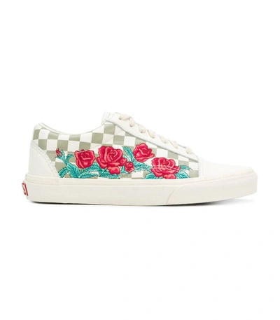Shop Vans Old Skool Dx Rose Embroidered Sneakers In White