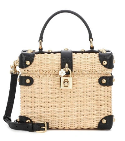 Shop Dolce & Gabbana Wicker Shoulder Bag In Neutrals