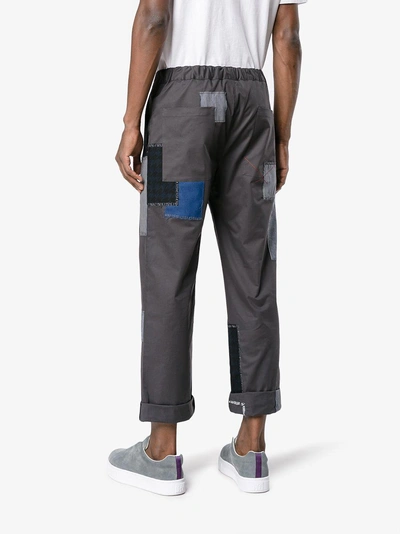 Shop 78 Stitches Patchwork Straight Leg Cropped Trousers In Grey