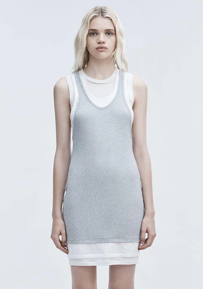 Shop Alexander Wang Layered Tank Dress In Gray