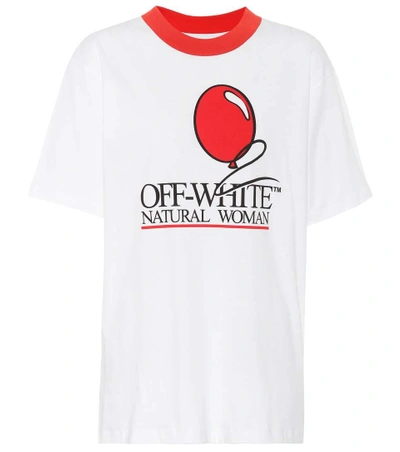 Shop Off-white Natural Woman Cotton T-shirt In White Red