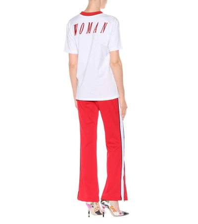 Shop Off-white Natural Woman Cotton T-shirt In White Red