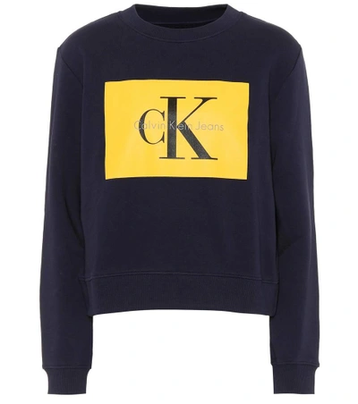 Shop Calvin Klein Jeans Est.1978 Cotton Logo Sweatshirt In Blue