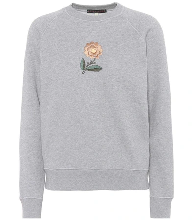 Shop Alexa Chung Embroidered Cotton Sweatshirt In Grey