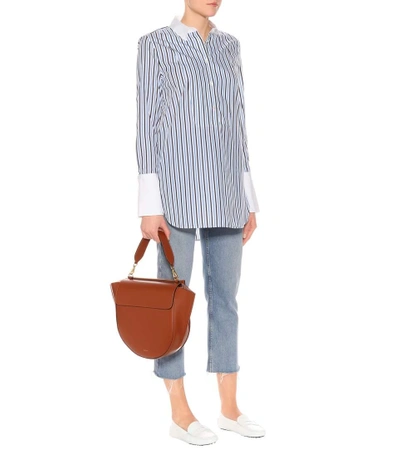 Shop Equipment Striped Cotton Wide-cuff Shirt In Blue