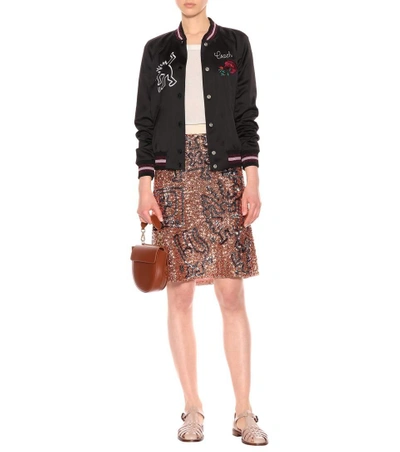 Shop Coach X Keith Haring Embellished Skirt In Gold