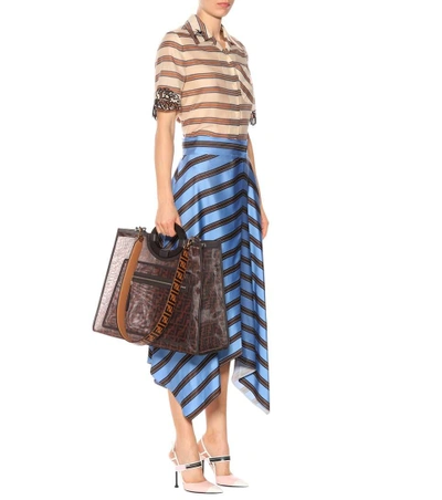 Shop Fendi Striped Crêpe Wrap Skirt