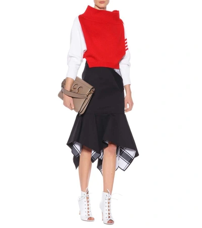 Shop Monse Asymmetric Plaid-paneled Skirt In Black