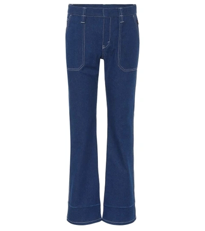 Shop Chloé High-waisted Cropped Jeans In Blue