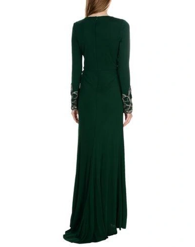 Shop Badgley Mischka Long Dress In Dark Green
