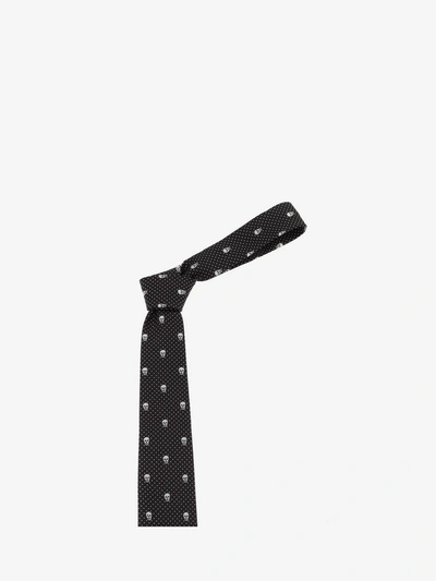 Shop Alexander Mcqueen Pin Dot Tie In Black/white
