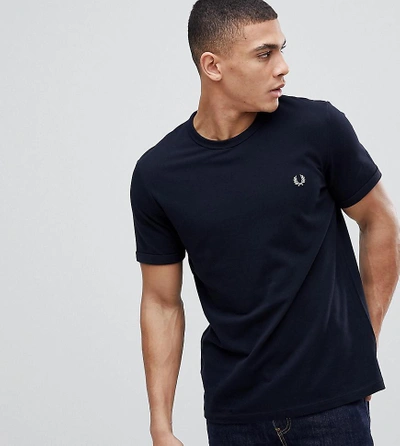 Shop Fred Perry Pique Logo Crew Neck T-shirt In Navy Exclusive At Asos - Navy