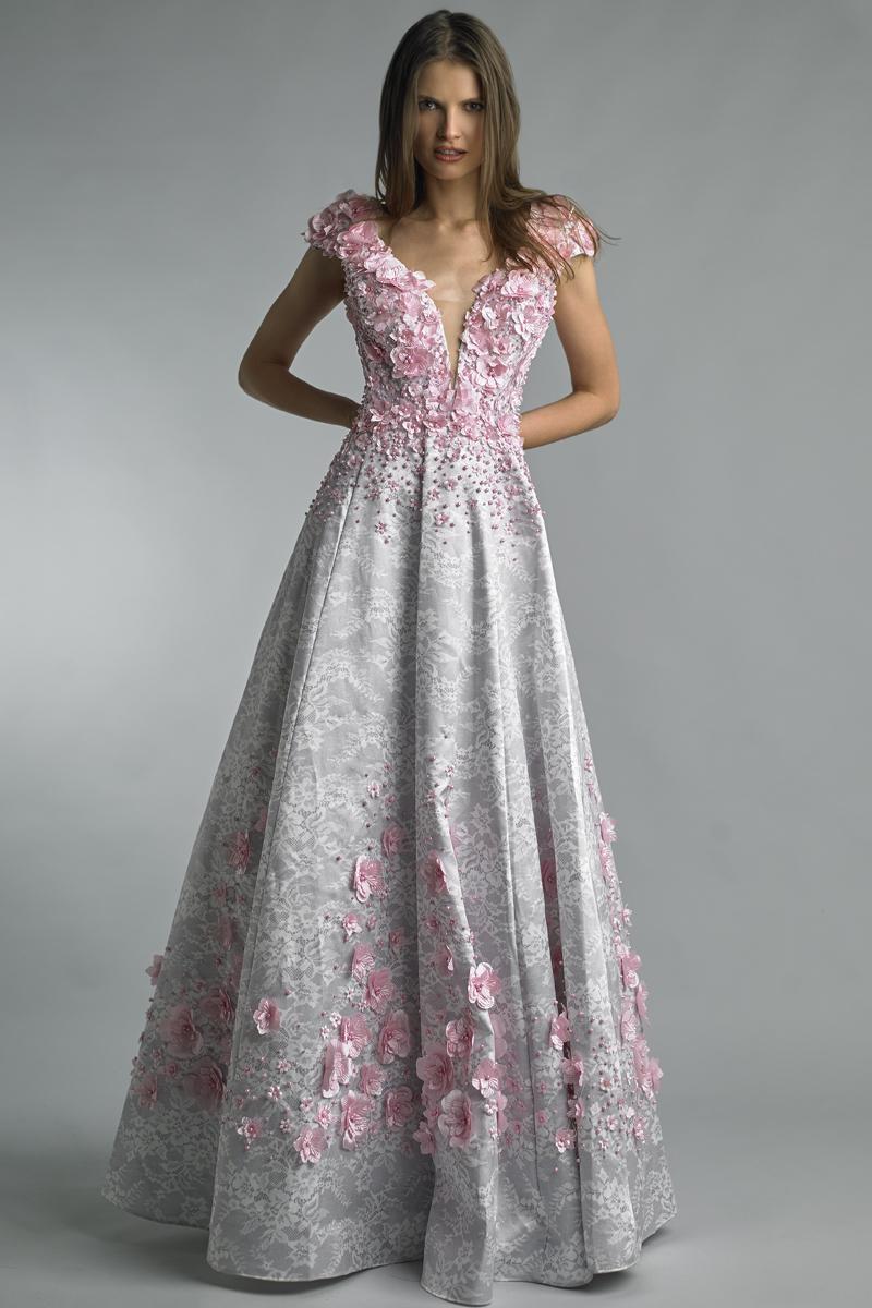 basix black label floral applique gown