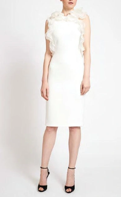 Shop Badgley Mischka Fitted Ivory Sleeveless Cocktail Dress