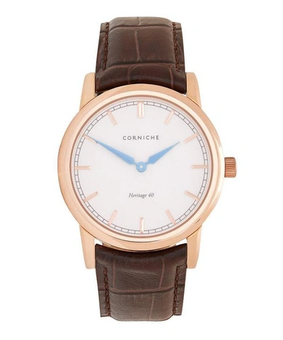 Shop Corniche Rose Gold Heritage 40 Cream Dial Watch