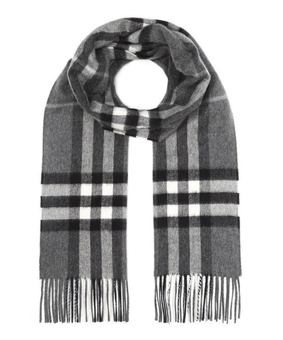Shop Burberry Giant Icon Check Scarf In Grey