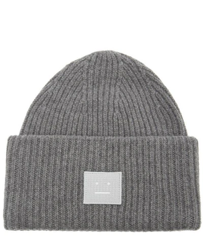 Shop Acne Studios Pansy Face Beanie In Grey