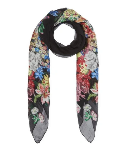 Shop Etro Bouquet Jacquard Silk Scarf In Black