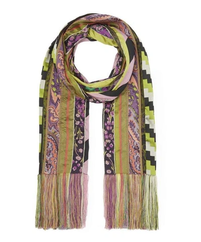 Shop Etro Jacquard Stripe Quilt Scarf In Violet
