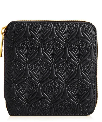 Shop Liberty London Small Zip Around Wallet In Iphis Embossed Leather In Black