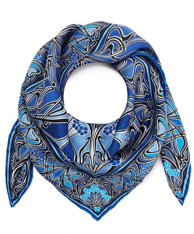 Liberty London Ianthe 70 X 70cm Silk Twill Scarf In Blue