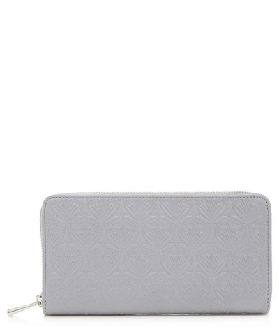 Shop Liberty London Large Zip Around Wallet In Iphis Embossed Leather In Grey