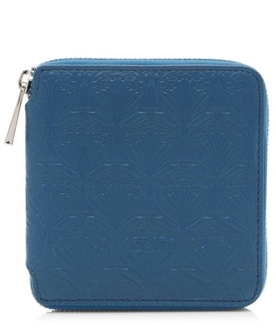Shop Liberty London Small Zip Around Wallet In Iphis Embossed Leather In Blue