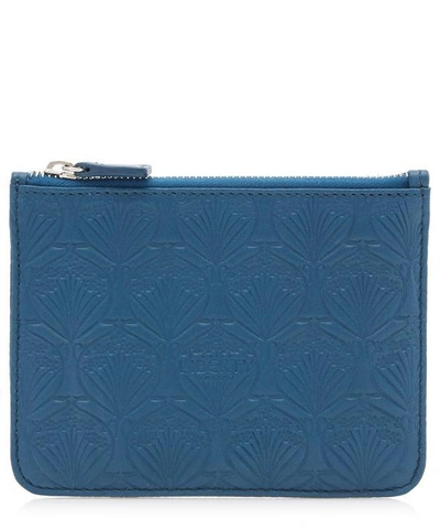 Shop Liberty London Coin Purse In Iphis Embossed Leather In Blue