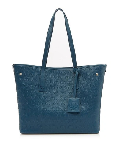 Shop Liberty London Little Marlborough Tote Bag In Iphis Embossed Leather In Blue