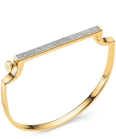 Shop Monica Vinader Gold Vermeil Signature Thin Diamond Bangle