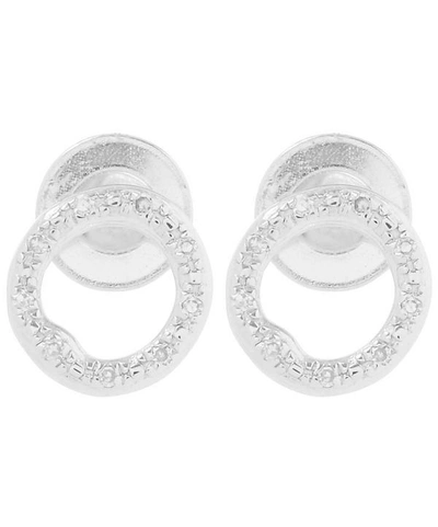 Shop Monica Vinader Silver Riva Diamond Stud Earrings
