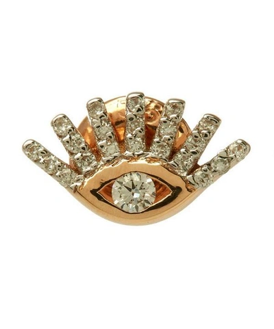 Shop Kismet By Milka Rose Gold Evil Eye White Diamond Stud Earring