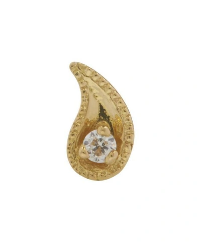 Shop Maria Tash 14ct Diamond Paisley Single Threaded Stud Earring Left In Yellow Gold