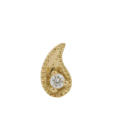 Shop Maria Tash Diamond Paisley Threaded Stud Earring Right In Yellow, Gold